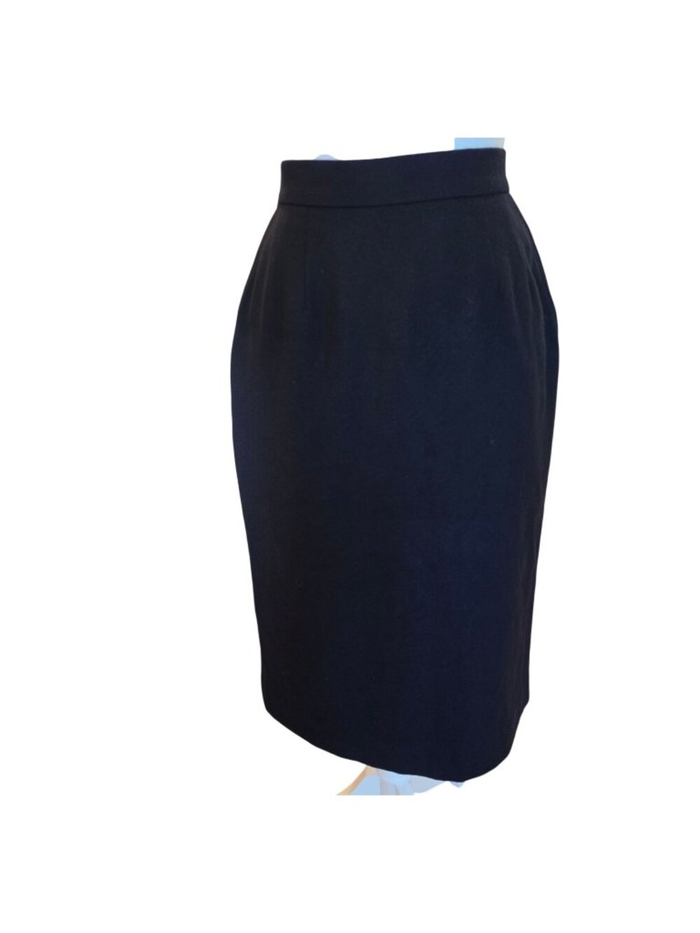 Vintage Anne Klein Classics Navy 100% Wool Pencil Skirt Sz 12 USA Career Lined